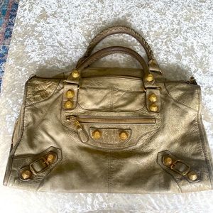 SOLD Motorcycle City Giant Stud Leather Bag